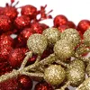 Decorative Flowers 1-20 Branches Glitter 14 Heads Artificial Berries Xmas Tree Bouquet Holly Berry Stamen Plant Christmas Party Home Decor