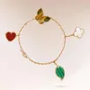 Desginer Clover Fanjia Four Leaf Grass Grass Flower Bracelet Thick Plated V Gold 18 K Gold Fashion Light Luxury Small Sens