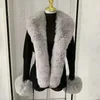 Womens Fur Faux artificial fur knitted cardigan with fox full collar luxurious autumn and winter fashionable sexy 231121