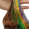 90 см искрытые волосы мишура радуга красочные пряди девушки головные уборы волос лазер лазер ложные ура