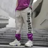 Herrbyxor Spring Autumn Man Vintage Hip Hop Cargo Pants Purple Patchwork Joggers Mens Sport Sweatpants Korean Streetwear J230420