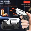 Alloy Revolver Lifecard Toy Gun Pistol Foldable Soft Bullet Shell Ejection Blaster Launcher for Boys Adults New Year Gifts Toys