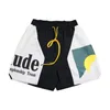 Shorts pour hommes Vêtements de créateurs Short Rhude Sunset Spliced avec couleur contrastée Tendance Unisexe Beach Nylon Capris Fog Couples Joggers Sportswear