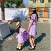 Familj som matchar kläder Mor och dotter Princess Dresses Mommy and Me Summer Clothes for Girls and Mom Matching Short Sleeve Dress Women Clothing 230421