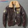 Mens Leather Faux Genuine leather mens G1 pilot jacket top layer cowhide motorcycle suit made of old stone grinding plus cotton fur collar 231120