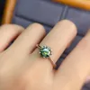 Cluster Rings Silver 925 Original Diamond Test Past Brilliant Cut 1 Green Moissanite Snowflake Ring For Teen Girls Gemstone JewelryCluster