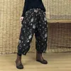 Women's Pants Print Loose Thicken Cotton Lady Ankle-Length Fashion Vintage Casual Lantern Trousers Winter Female Warm Radish Haren