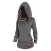 Women's Sweaters Women Ethnic Style Hoodie Geometric Stripe Splicing Print Mid-length For Autumn/winter