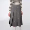Юбки 2023, осенняя винтажная корейская ретро-хай-стрит каплевидная стеклянная пряжка с заниженной талией, плиссированная юбка, уличная мода