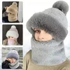 Bandanas 1 peça forrada de lã feminina gorro chapéu cachecol de inverno conjunto de máscara protetora de orelha feminina
