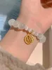 Bangle 1PC Jewelry Women Bracelet China Fu Charms Beads Strand Stretch Rope Imitation Jade Crystal