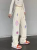 Kvinnors jeans houzhou japanska y2k jeans kvinnor harajuku anime söt bred ben denim byxor baggy rosa kawaii byxor hippie streetwear kvinnlig 230421