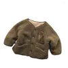 Vestes d'hiver à manches longues pour enfants, manteau Vintage en peluche et velours épais, veste décontractée pour bébés garçons, rembourrée, 2023