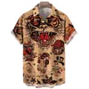 Men's Casual Shirts Summer Japanese Style Printed for Men Tattoo Hawaiian Classic Short Sleeve Top Y2k Harajuku Clothing 230421