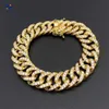 18mm Width Miami Cuban Chain Hip Hop Brass Necklace Gold Plated Zircon Cz Necklace Bracelet