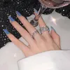 Clusterringen Sparkling Rhinestone Double Ring Korea Fashion Y2K Esthetic voor vrouw sieraden groothandel ringencluster