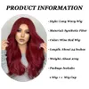 Hår peruker Henry Margu Long Dark Red Synthetic Wig Natural Wavy Cosplay for Women Halloween Daily Fake Heat Motion Fiber 231121