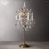 Masa lambaları 19. C. Rococo Demir Kristal Lamba Klasik 6 ışıklı LED Rustik Masa Terek Duman Kristal Yatak Odası için Işık