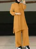 Этническая одежда, турецкая блузка, мусульманская мода, одинаковый комплект, женские элегантные спортивные костюмы, повседневный костюм с широкими брюками, весна 2023, из двух предметов