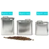 Partihandel Tinplate Custom Square 250g Coffee Bean Container Tin Box Burkar förpackning med avgasningsventil WGQOK