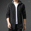 Pull homme mi-long pull tricoté homme automne/hiver manteau noir pardessus tendance décontracté fermeture éclair cardigan à manches longues à capuche