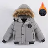 Down Coat 2-6 yıl Sonbahar Kış Boys Ceket Sıcak kürk yaka moda kız bebek kat kapüşonlu fermuar dış giyim doğum günü hediyesi çocuk kıyafetleri 231120