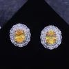 Necklace Earrings Set Unique Design Geometry Pendant Inlay Shine Oval Cubic Zirconia Fashion Eternal Ring Women Wedding Banquet Jewelry