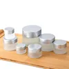 5 10 15 20 30 50 100G / ML Empty Frosted Round Glass Jars, with White Inner Liners and Silver Lids, High End Glass Cream Containers Ocurn
