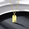 Square Small Hanging Tag Zircon Star S925 Silver Pendant Necklace Jewelry Women Plated 18k Gold Collar Chain Necklace for Women Wedding Party Valentine's Day Gift SPC