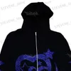 Mäns hoodies tröjor Big marknadsföring Y2K Europeiska och amerikanska höst- och vinter Men's Dark Hooded -tröja med Iron Diamond -dragkedja Cardigan Coat T231121
