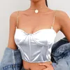 Camisoles tankar bustier kvinnor remmar sommar satin sexig casual topp underkläder grödkedja vadderad kvinnor blus