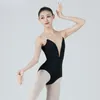 Abbigliamento da palco Elegante body da balletto con bretelle in rete con giunture a V perfetto per le donne Pratica di danza Ginnastica Aerea Yoga Costumi da bagno Ballerina