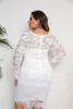 Plus size vestidos elegantes mulheres vestido de casamento senhora renda branca magro festa de noite elegante feminino baile midi vestido XL-5XL