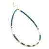 Chains Wheel Shape Lemon Jade Pink Opal Green Aventurine White Shell Impression Jasper Mixed Natural Stone Bead Necklace