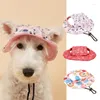 Chien Vêtements Rond Pet Chapeau Été Soleil En Plein Air Respirant Casquette De Baseball De Mode Réglable Chat Chapeaux Dessin Animé Oreille Fuite Caps En Gros