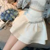 Kjolar koreanska söta kawaii ruffles diamanter all-match cake kjol 2023 sommar elegant modeskola hög midja a-line mini kjolar