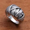 Klusterringar Bohemian Vintage Retro Wide Silver Color Multilayer Plant Vine Cross Ring for Women Engagement Wedding Band Jewelry