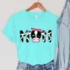 Women's T Shirts Harajuku Korean Tshirts Milk Cow Cartoon Women Clothing Fashion Kpop Y2k Top Hip Hop Streetwear Femme Short Sleeve Tees