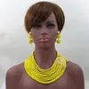 Collana orecchini set matrimonio giallo treccia africana gioielli con perline di cristallo nigeriano 10 strati Lady ALJ609