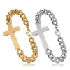 Länkarmband 1 pc 20,5 cm religiös kors charm rostfritt stål armband för kvinnor män klassisk lyx lycka smycken gåvor