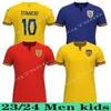 2023 2024 Roumanie Soccer Jerseys Home Alexandru Cicaldau Ianis Hagi Dennis Man Marin Chemises de football Maillots Camiseta de futbol Uniformes pour enfants