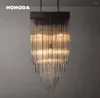 Chandeliers CASCAD Square Modern Vintage LED Crystal Metal Ceiling Lights Fixture Bedroom Living Room Dining Flushmount