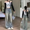 Women's Jeans American Vintage Straight Jeans Women Autumn Plus Size Distressed High Waist Small Wide Leg Mopping Pants 231121