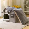 犬小屋の折りたたみ式猫の家暖かいチワワ洞窟ベッドバスケット犬とソフトマットレス犬ディープスリープ231120