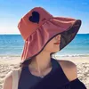 Hüte mit breiter Krempe Sommer Koreanische UV-Schwarz-Gummi-Sonnenschutzkappe Love Fisherman Protection Big Basin Show Face Small Cover