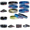 Festliche 40styles 600pc/Lot Partei-Bevorzugungs-dünne blaue Linie amerikanische Flaggen-Armband-Silikon-Manschette weich und flexibel groß für normale Tagesparteigeschenke C0162