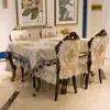 Table Cloth High-end Dining Chair Cover Cushion Set Silk Jacquard Lace Tablecloth Royal Luxury Wedding Decor