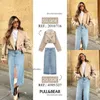 Casacos de Trench das Mulheres 1 Euramerican Khaki Mulheres Estilo Curto Cropped Design Jaqueta Chic Lady High Street Casual Solto Top Feminino