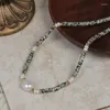 Choker Boho Vintage Spot Natural Stone Chain Necklaces Luxury Real Baroque Pearl Necklace Collar Jewelry For Women Party Wedding