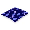 Federa per cuscino Federa decorativa in poliestere con paesaggio di piume blu Fodera per tiro Boho Fashion Designer Trending Cute T